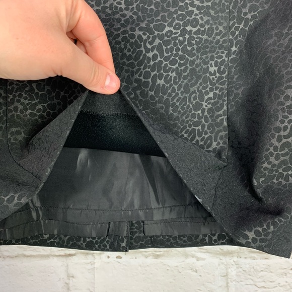 Cynthia Rowley Leopard Black Career Mini Skirt 10 - Picture 3 of 6